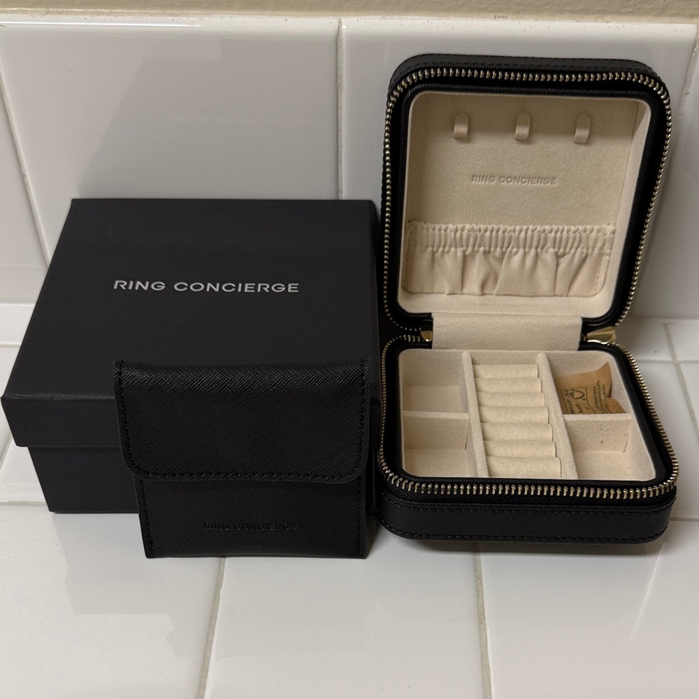 Ring Concierge Black Jewelry Case with Gold Accents